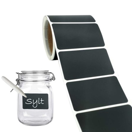 120st Rektangulära Griffeletiketter för Burkar + Penna