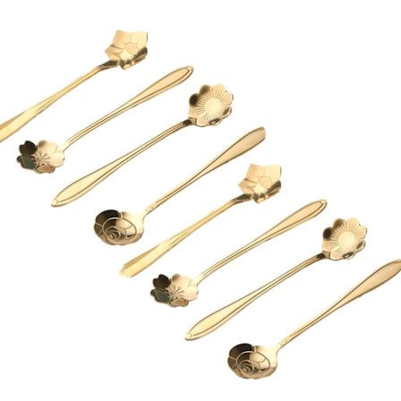 8 stk Søte Blomster Te-skjeer Dessert Kaffe Skjeer Gull Kirsebærblomst Skje