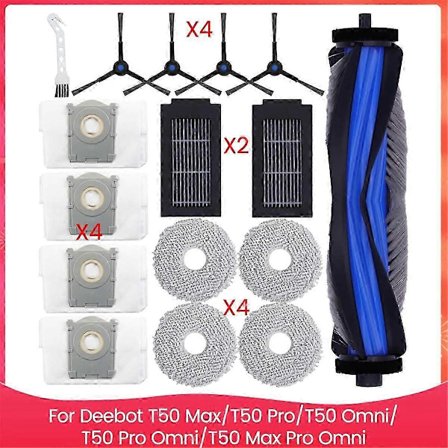 Tillbehörssats för Ecovacs Deebot T50 Max/T50 Pro/T50 Omni/T50 Pro Omni/T50 Max Pro Omni Dammsugare
