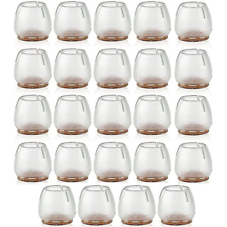 24 stk. Gennemsigtige Silikon Stolebenkapsler Møbelgulvbeskyttere