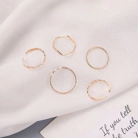 5PCS n Style Simple Pearl Finger Ring Set Öppning Justerbar R