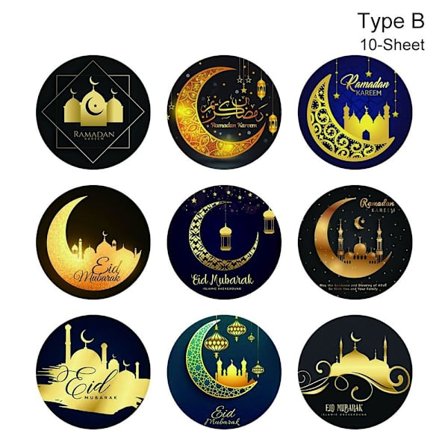 10 Ark EID Mubarak Klistermärken Etikett Tätning Dekaler 10 ARK B