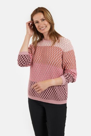 SIGNATURE - Langærmet Strik - Rosa Mix - Stribet