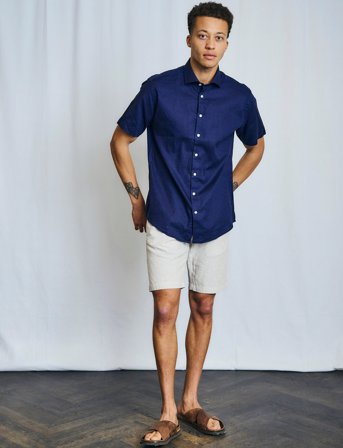 Bruun & Stengade Bs Hauger Casual Modern Fit Shirt - Navy - S