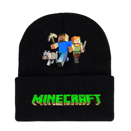 2024 Minecraft Spilltrykk Beanie Strikket Lue Barn Gutter Jenter Unisex Trend Klassisk Vinter Ull Varmt Skihette Brett Opp Gaver DB