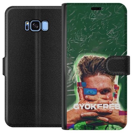 Yhteensopiva Lompakkokotelo Samsung Galaxy S8 Lamine Yamal Barcelonan pelipaidassa, jossa on neonvaloja ja punaisia ja sinisiä salamoita dramaattisess