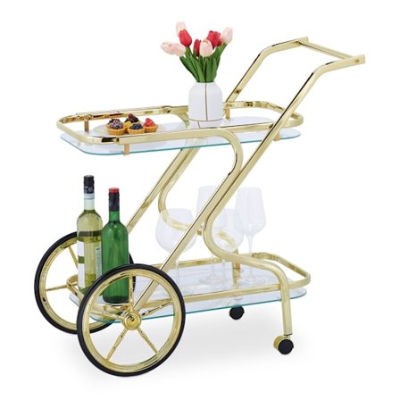 Serveringsvogn messing og glas