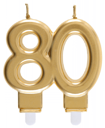 Tårtljus 80-år guld - Partyninja.se