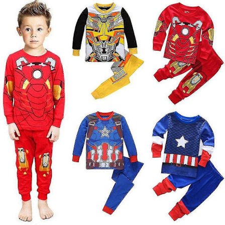 Superhjälte Pyjamasset för Pojkar Loungewear Topp Byxor Pjs Outfit Sovkläder Iron Ma_YF