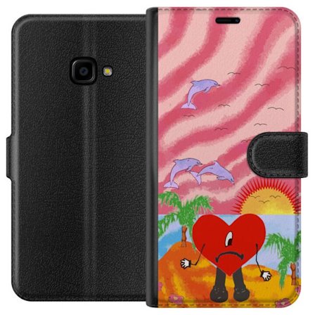 Kompatibelt Lommeboketui til Samsung Galaxy Xcover 4 Bad Bunny i en fargerik quiltet jakke med hjertemønster og solbriller i moderne gatestil