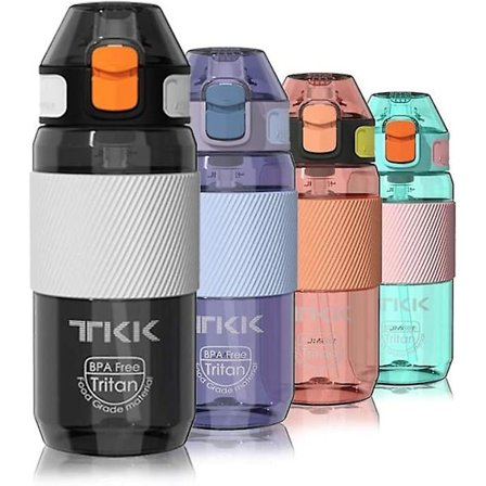 Vannflaske med sugerør for skolebarn gutter 16oz BPA-fri Tritan lekkasjesikker med håndtak Drikkflaske for sport sykling camping fotturer utendørs,bl