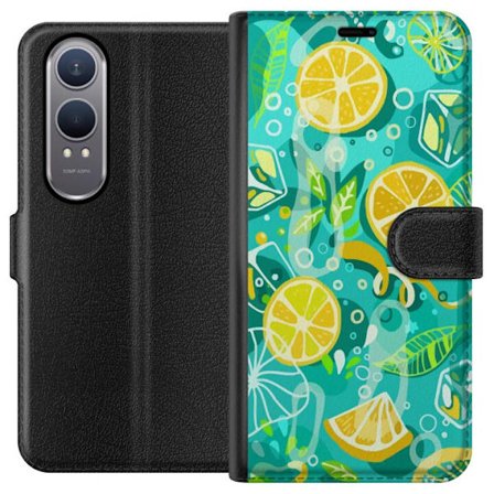 Kompatibelt Lommeboketui til OnePlus Nord CE4 Lite Friskt sitrusmønster med sitrusblad og bobler i livlig fargeskala