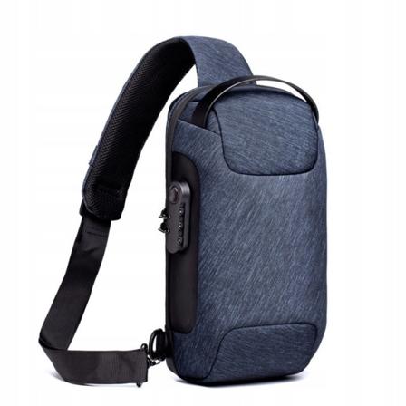 Vandtæt anti-tyveri sports crossbody rygsæk til mænd - blå