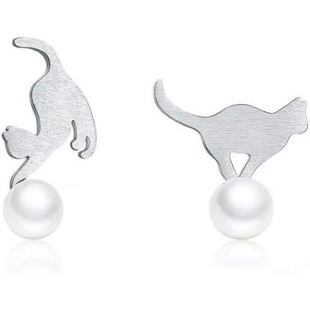 Kattörhängen med pärla Hypoallergena pärlörhängen P