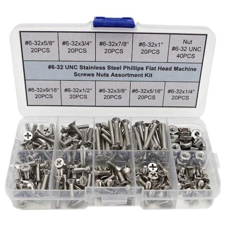 220stk Phillips Flat Head skruer Skruer Muttere Sortimentsett