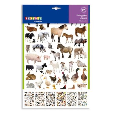 Stickers/klistermärken Djur, 6 Ark/fp (ca 300 Etiketter) Multifärg
