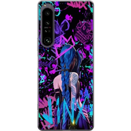Kompatibel Mobilcover til Sony Sony Xperia 1 IV Farverig graffiti illustration med en karakter med blåt hår i en urban street art stil