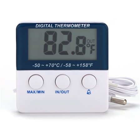 Digitalt fryser/køleskabstermometer med magnet og stativ Digitalt frysertermometer med LED maks./min. alarm indikator hukommelse frysertermometer