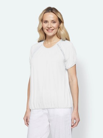 SIGNATURE - Kortærmet T-shirt - Hvid - Broideri Detalje