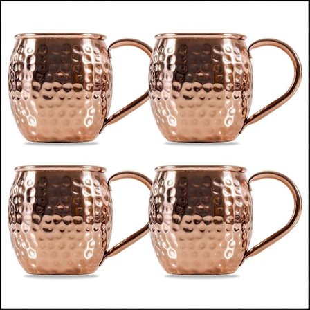 Moscow Mule Muggar, 4 Kopparmuggar Perfekt för Alla Kylda Drycker, Kopparkoppar Ölglas Cocktail[HK]