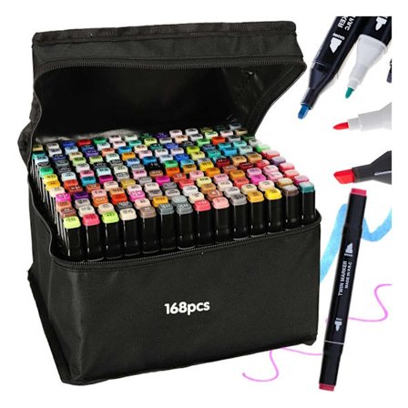 Kaksipäiset alkoholimarkerikynät kotelossa – 168 kpl