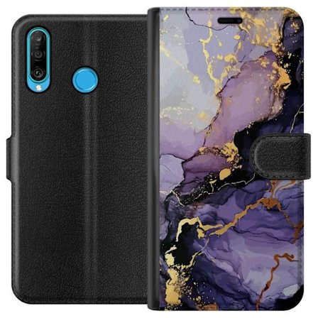 Kompatibelt Plånboksfodral till Huawei Huawei P30 lite Lila Marmor