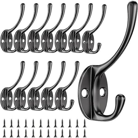 12 stk. vægmonterede knager i vintage-stil, unikke metalhatteophængsknager i retro rustfrit stål med skruer