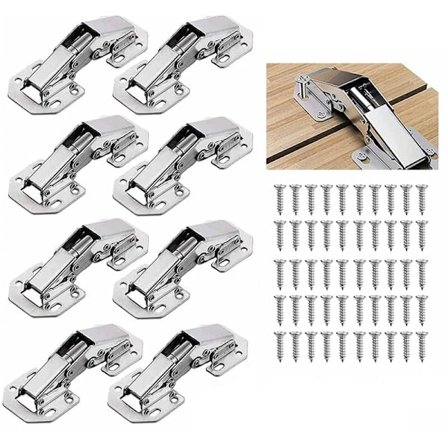 8 stk. Skabsdørshængsler 90 Grader Usynlige Hængsler til Skabe