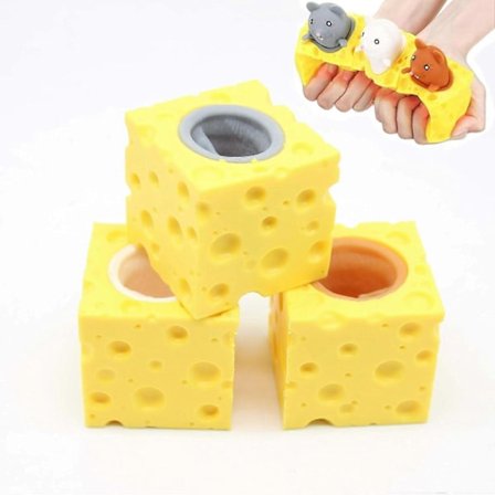 3 hiiren pakkaus Antistressilelu, luova juustohiiren simulaatio Stressinlievitys Fidget, mukavuus ja pehmeys Puristuslelu, Fidget-lelu, lasten stressi