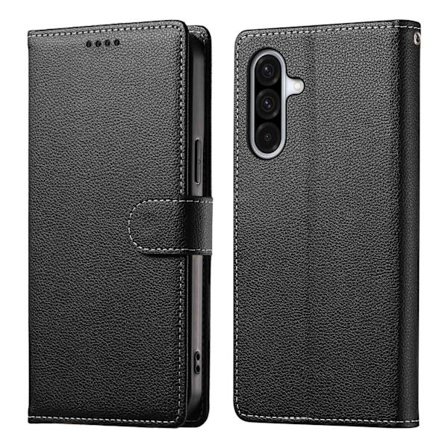 Til Samsung Galaxy A17 5G Telefon Cover Magnetisk Lukning Litchi Korn Læderpung Telefon Beskyttelsesetui (Sort)