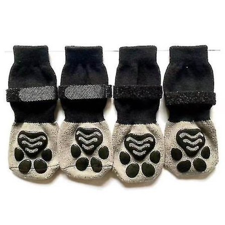 4 stk. skridsikre sokker til hunde, potebeskyttelse mod slikning og glidning, ideel til hundepotbeskyttelse til trægulv