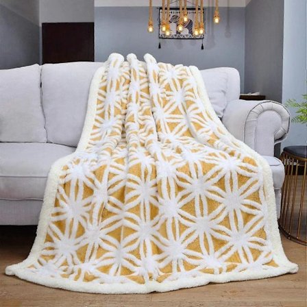 Filt Soffa Gosig Filt - Varm Sherpa Flanell Sofffilt, Tjock Sofffilt, Fluffig Filt för Soffa gul storlek: 130*160cm yx