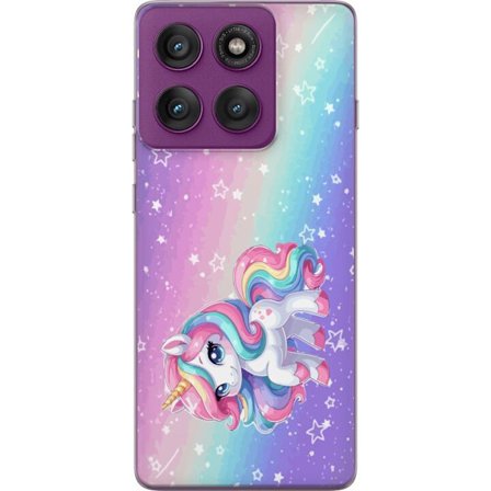 Yhteensopiva Puhelinkuori Motorola Edge 60 Pro Stitch polaroid-kehyksissä sinisillä pastellisävyillä ja suloisilla ilmeillä kollaaseissa sydämillä