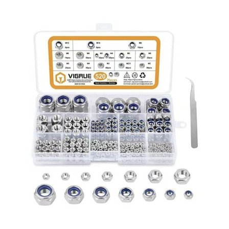 520 st Nylon sexkantsmuttrar med pincett Rostfritt stål sexkantsmuttrar M2 M2.5 M3 M4 M5 M6 M8 M10 M12 M2 Låslås