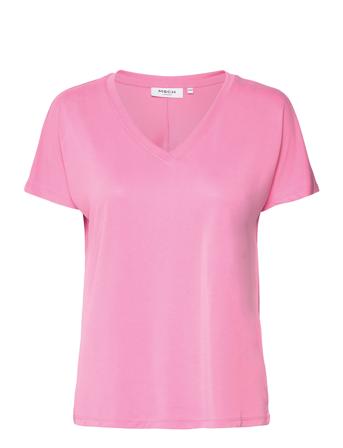 Mschfenya Modal V Neck Tee T-shirts & Tops Short-sleeved Rosa MSCH Copenhagen*Betinget Tilbud