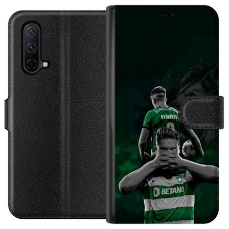 Yhteensopiva Lompakkokotelo OnePlus Nord CE 5G Neonmotiivi, jossa teksti "Gaming is in my DNA" sinisenä ja punaisena tiiliseinällä, jossa loistava DNA