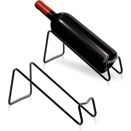 2 kpl Viinipulloteline, Metalli Pieni Viiniteline, Pöytäviinivarastointiteline Kaappiin, Komeroon, Baariin, Musta