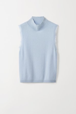 Soft Goat - Frayed Singlet - Women cashmere sweater - S - Light Blue