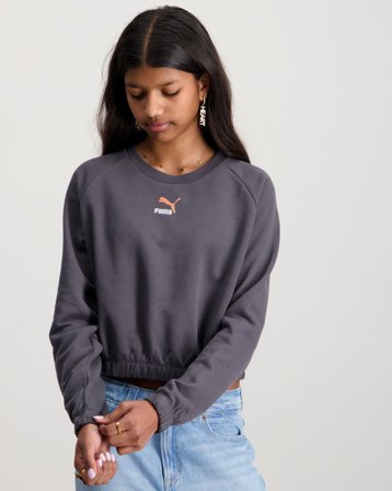 Puma GRL Cropped Crew G Grå Trøjer Pige - Kids Brand Store