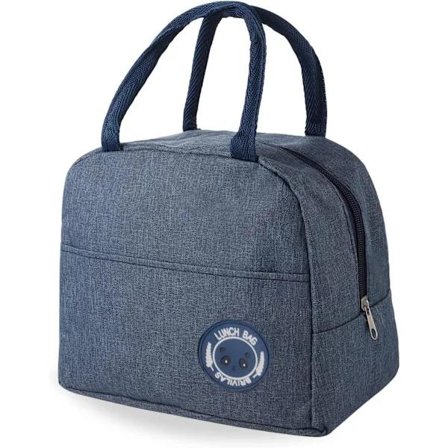 QU-Isoleret madtaske, 6L madkasse med isolerende aluminiumsfolie, lille lækagesikker madkurv mini isoleret madtaske (marineblå)