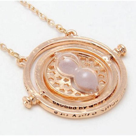 halsband med timglas, brun sand guldfärgat