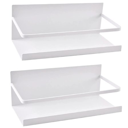 Magnetisk køleskabsophængt hylde, 2 stk. magnet krydderihylde selvklæbende til køkkenarrangør (hvid)