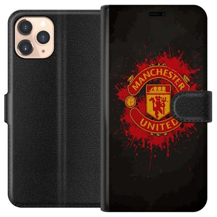 Kompatibelt Lommeboketui til Apple Apple iPhone 11 Pro Manchester United logo i rød og gul farge med røff sportslig bakgrunn