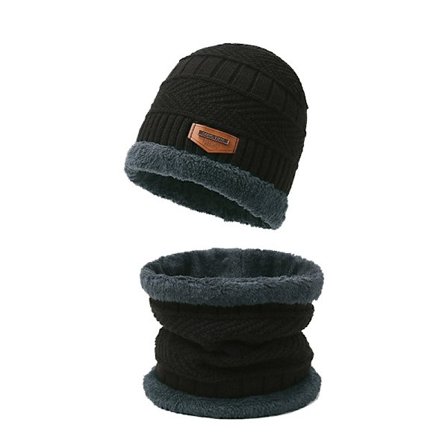 Dette todelte fleece-halstørklæde- og hattesæt er unisex, vindtæt og varmt, og egnet til udendørs aktiviteter såsom ski, cykling og pendling.