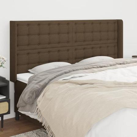 Vidaxl Huvudgavel Med Kanter Mörkbrun 203x16x118/128 Cm Tyg Brun