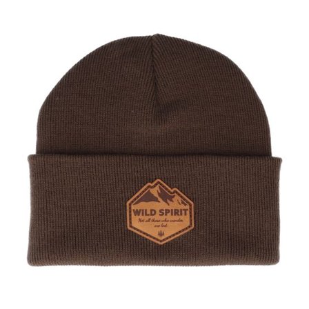 Wild Spirit - Brun cuff Beanie - Mountain Shape Patch Brown/Chocolate Beanie @ Hatstore