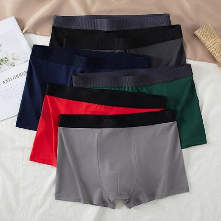 6-pack vertikala herr kalsonger basic Joker enfärgade underkläder boxershorts för tonåringar plus size