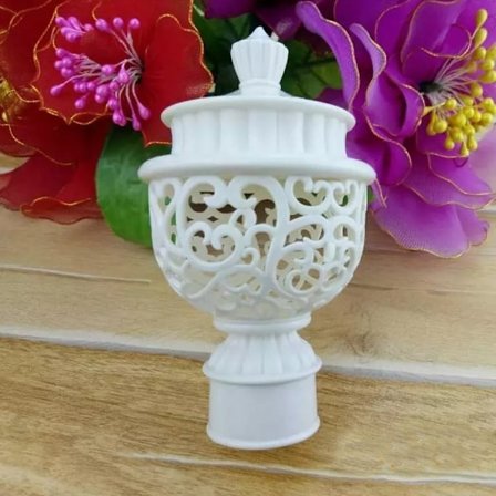 6 st 26-28 mm diameter gardinstång, dekorativa ändknoppar i plast (vit ihålig lykta)