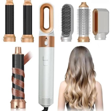 5-i-1 Air Styler / Varmluftsbørste / Hårstyler med Ionisk Funktion – Hårtørrer, Krøllejern, Volumebørste & Fladbørste i Én
