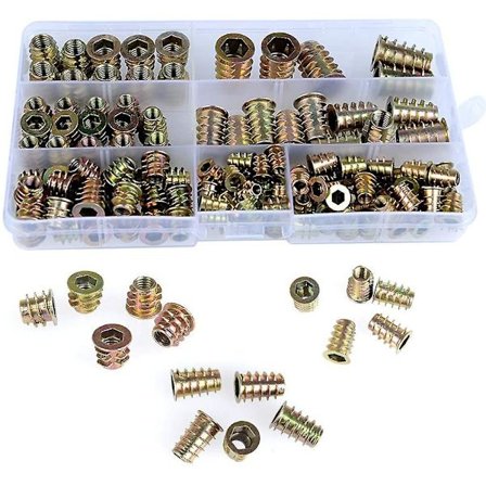130 stk skrue-muttersett for M4 M5 M6 M8 M10 skruer inkludert 7 størrelser med plastboks